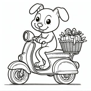 Tô màu Chú Chó Trên Xe Gắn Máy