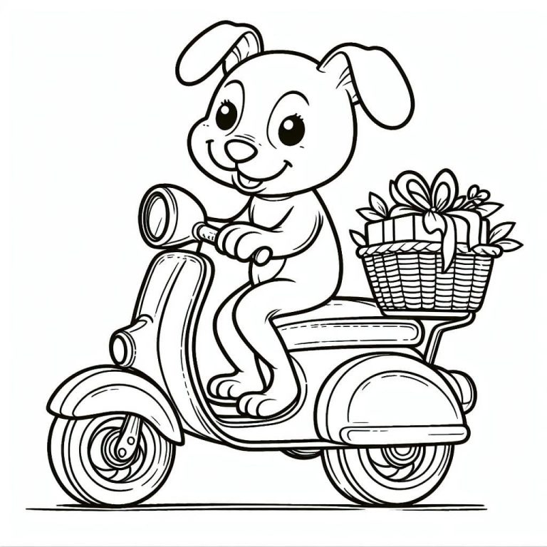 Tô màu Chú Chó Trên Xe Gắn Máy
