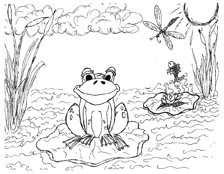 Tô màu Chú Ếch Trong Hồ