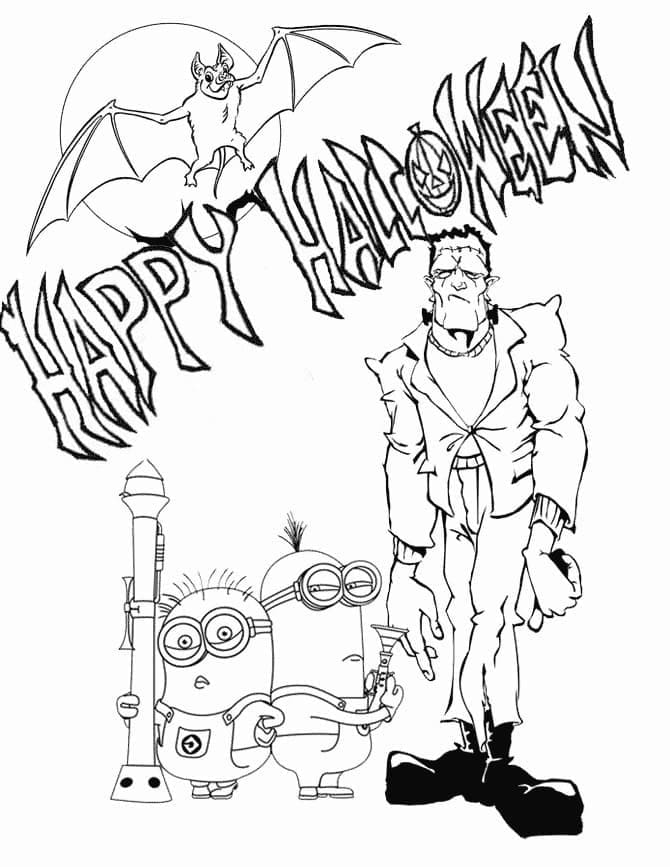 Tô màu Chúc Mừng Halloween Frankenstein