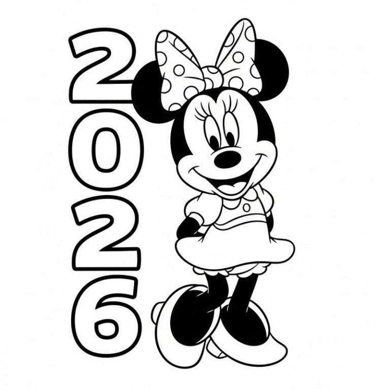 Tô màu Chuột Minnie Chúc Mừng Năm Mới 2026
