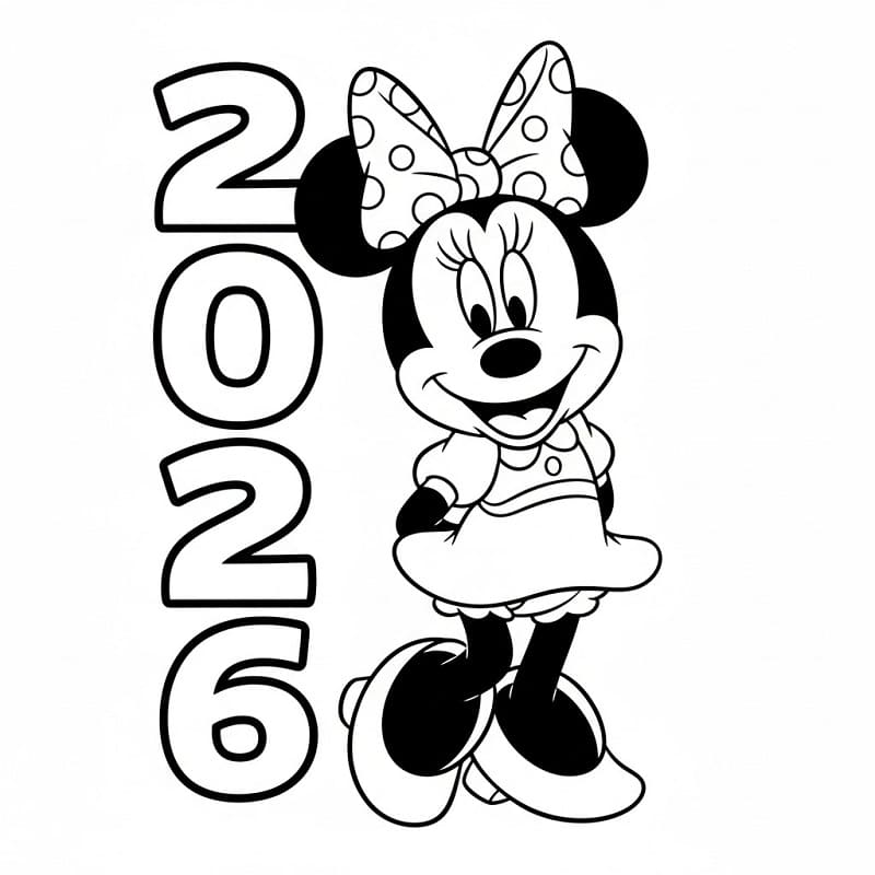 Tô màu Chuột Minnie Chúc Mừng Năm Mới 2026