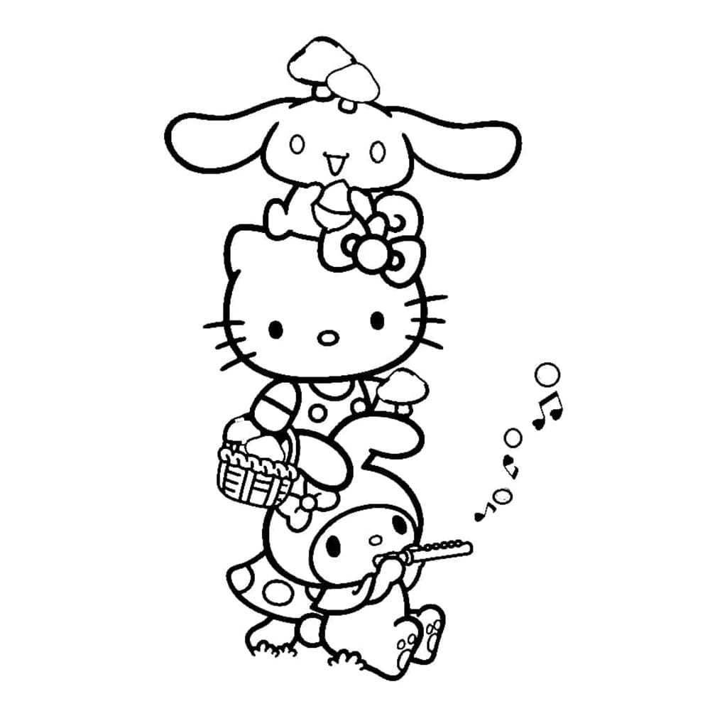 Tô màu Cinnamoroll Và Hello Kitty