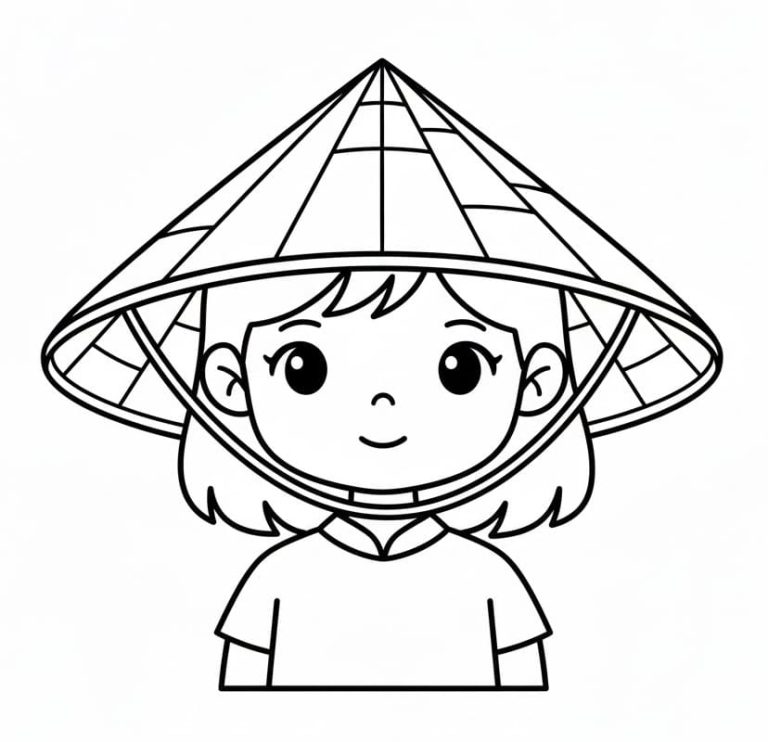 Tô màu Cô Bé Với Nón Lá