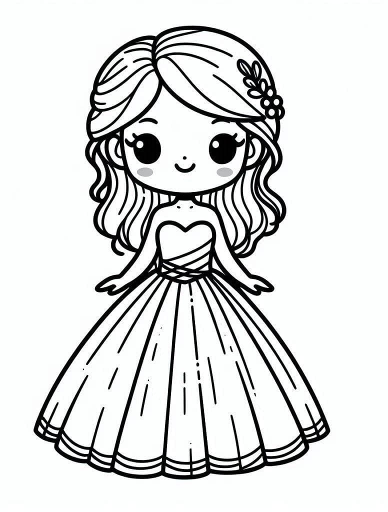 Tô màu Cô Gái Cute Mặc Váy Dạ Hội