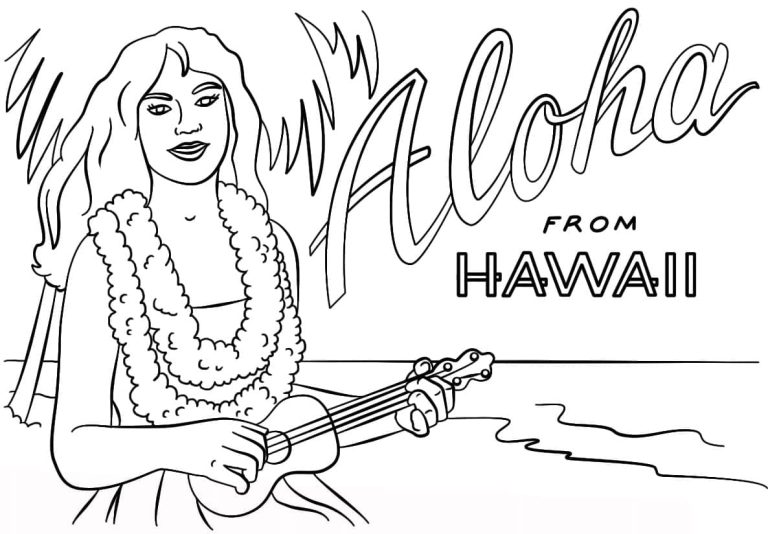 Tô màu Cô Gái Đánh Đàn Ukulele