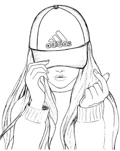 Tô màu Cô Gái Đội Mũ Adidas