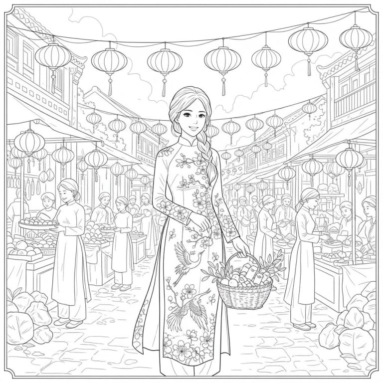 Tô màu Cô Gái Mặc Áo Dài