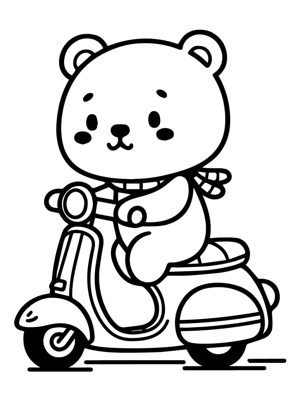 Tô màu Con Gấu Đi Xe Tay Ga