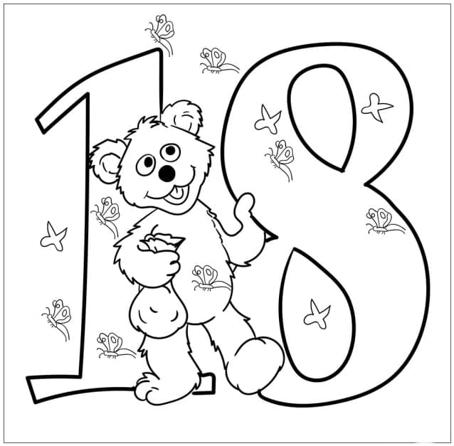 Tô màu Con Gấu Và Số 18