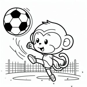 Tô màu Con Khỉ Chơi Bóng