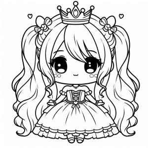 Tô màu Công Chúa Chibi Đeo Vương Miện