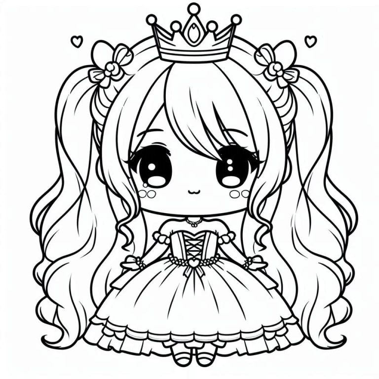 Tô màu Công Chúa Chibi Đeo Vương Miện