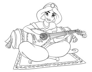 Tô màu Công Chúa Jasmine Chơi Đàn