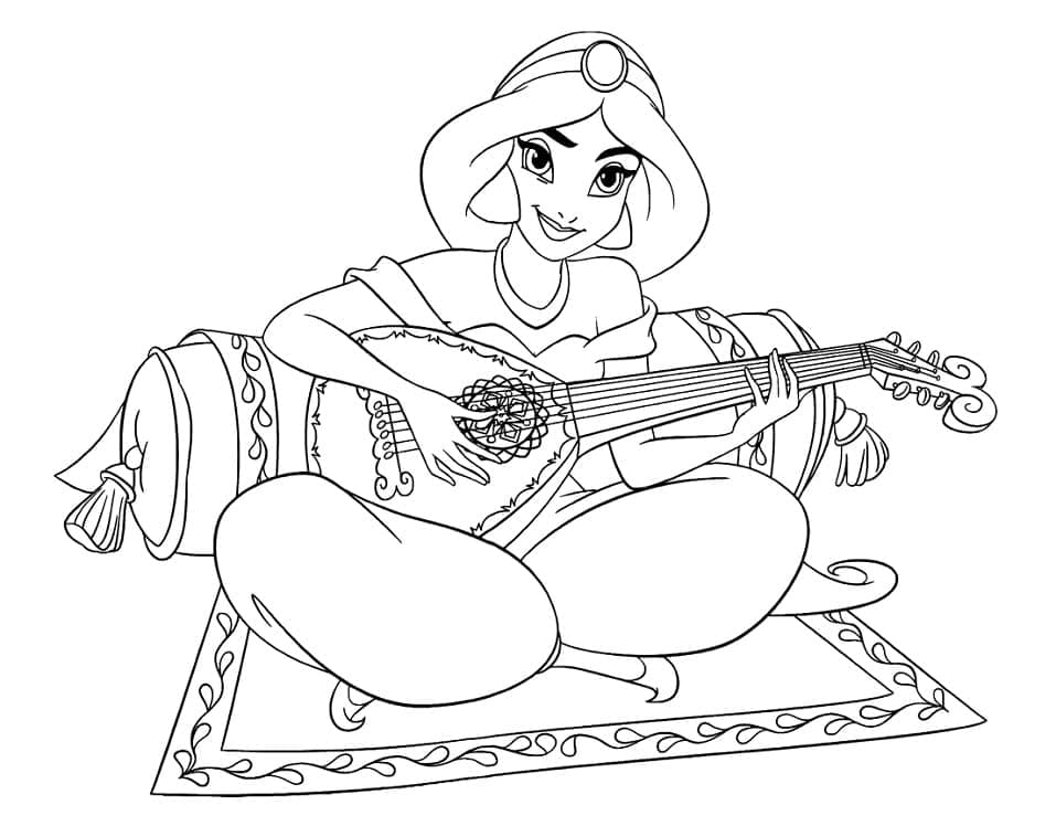 Tô màu Công Chúa Jasmine Chơi Đàn