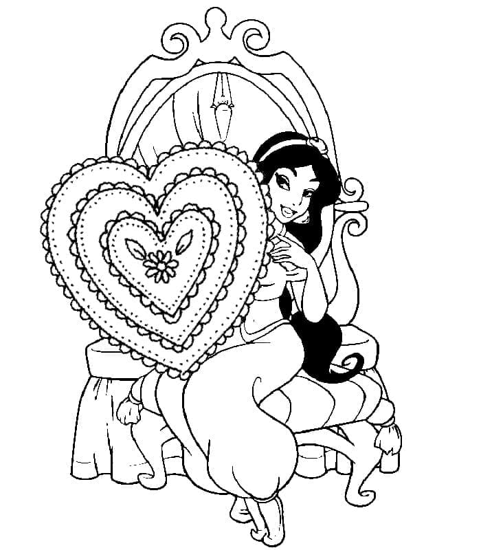 Tô màu Công Chúa Jasmine Ngồi Trước Gương