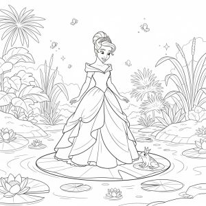 Tô màu Công Chúa Tiana Trên Đầm Nước