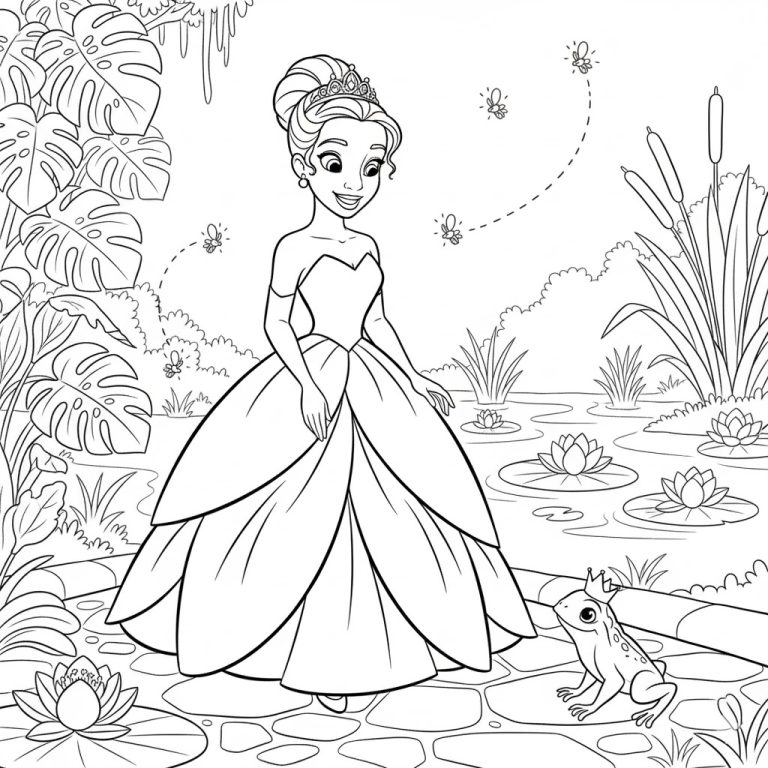 Tô màu Công Chúa Tiana Và Con Ếch