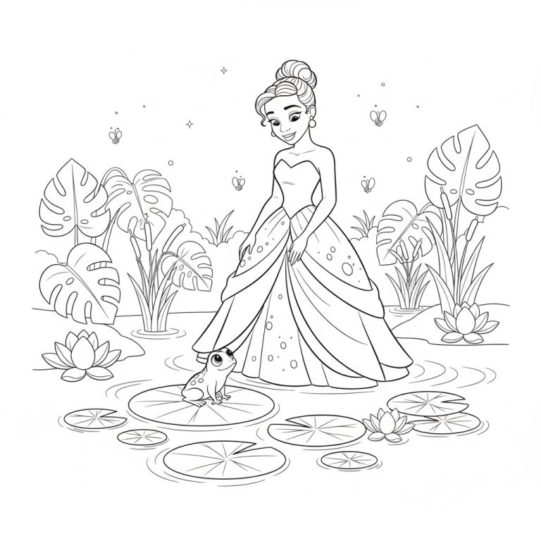 Tô màu Công Chúa Tiana Và Hoàng Tử Ếch