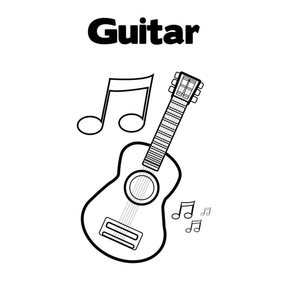 Tô màu Đàn Guitar Thường Và Nốt Nhạc