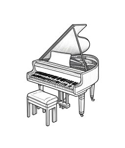 Tô màu Đàn Piano Đẹp