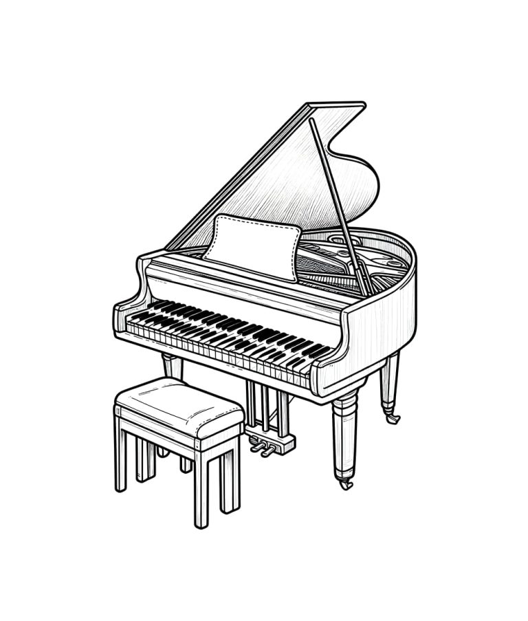 Tô màu Đàn Piano Đẹp
