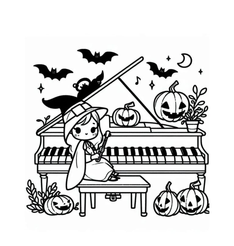 Tô màu Đàn Piano Halloween