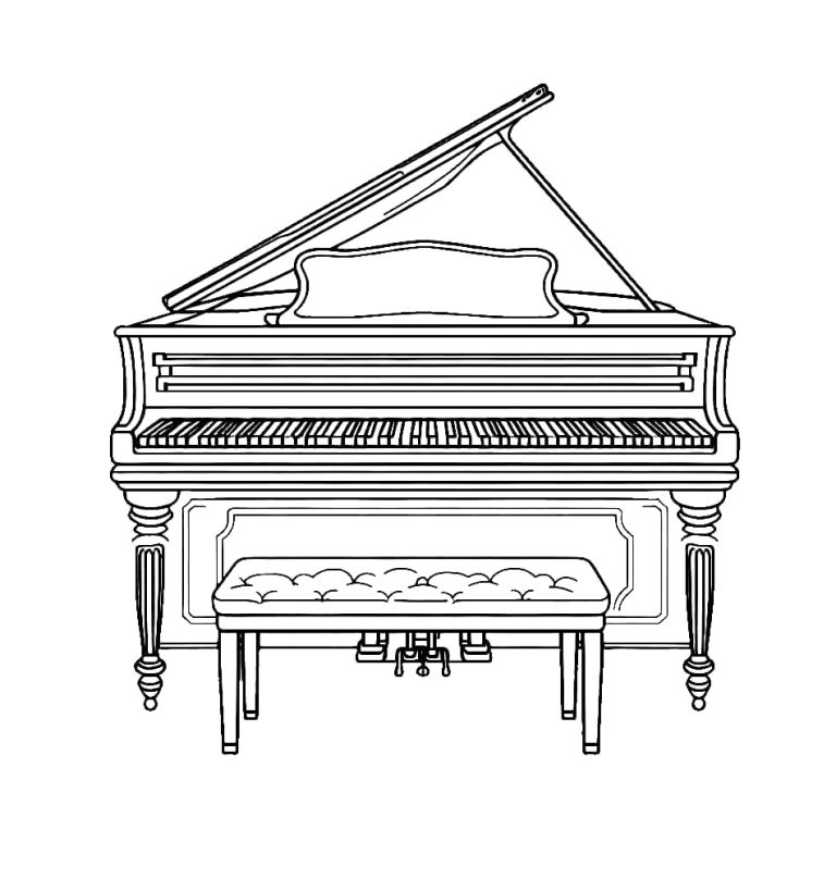Tô màu Đàn Piano Và Ghế
