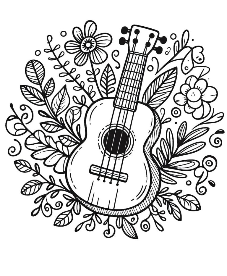 Tô màu Đàn Ukulele Rất Đẹp
