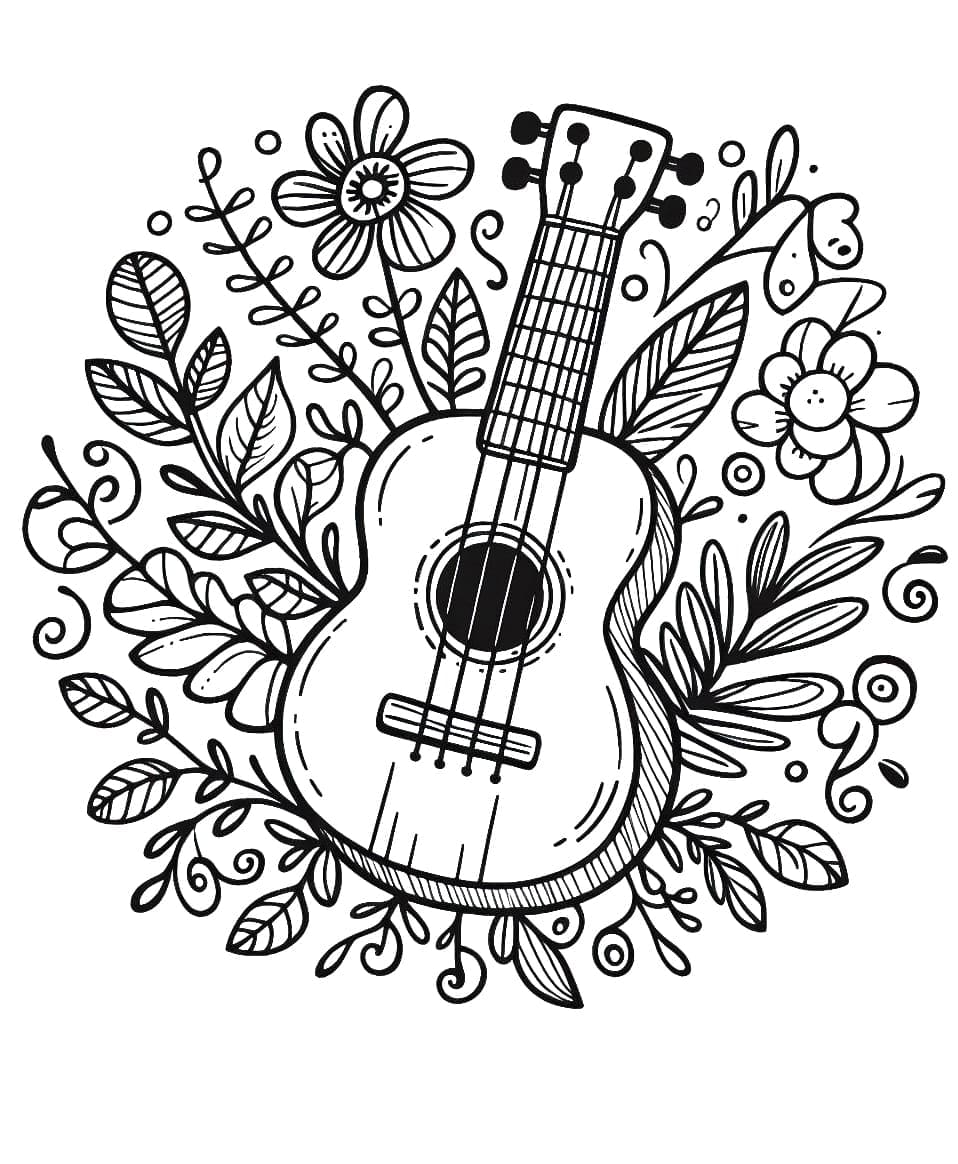 Tô màu Đàn Ukulele Rất Đẹp