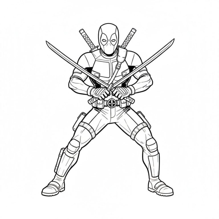 Tô màu Deadpool Đang Đứng