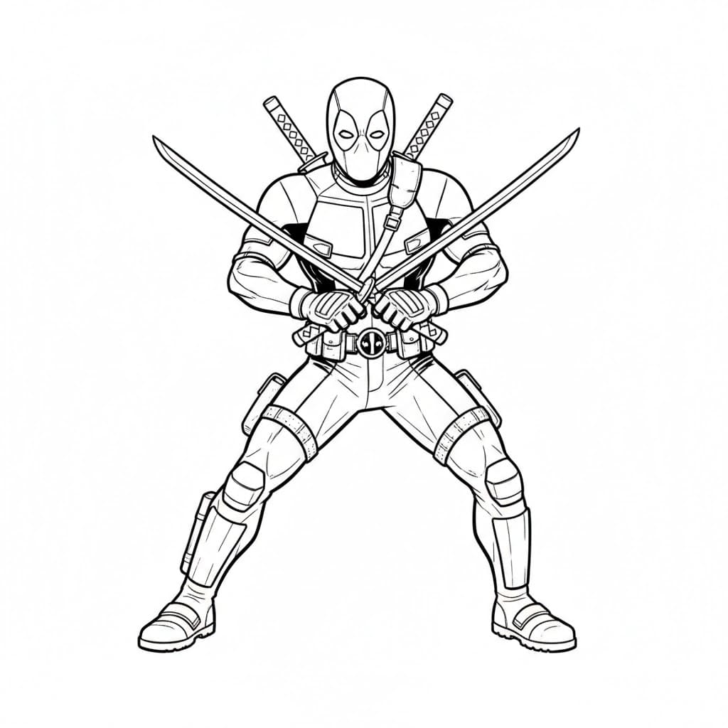 Tô màu Deadpool Đang Đứng
