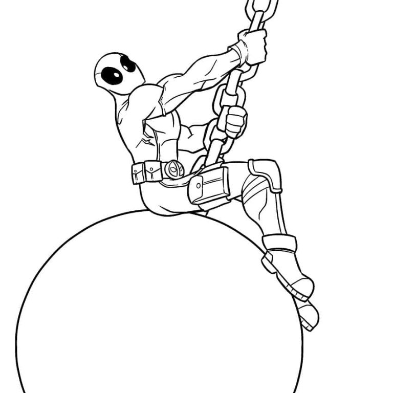 Tô màu Deadpool Ngồi Trên Quả Bóng