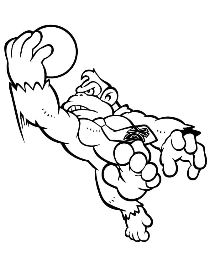 Tô màu Donkey Kong Ném Bóng