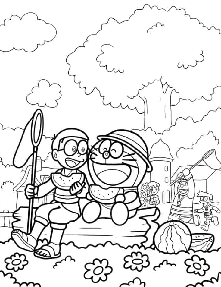 Tô màu Doraemon, Nobita Ăn Dưa