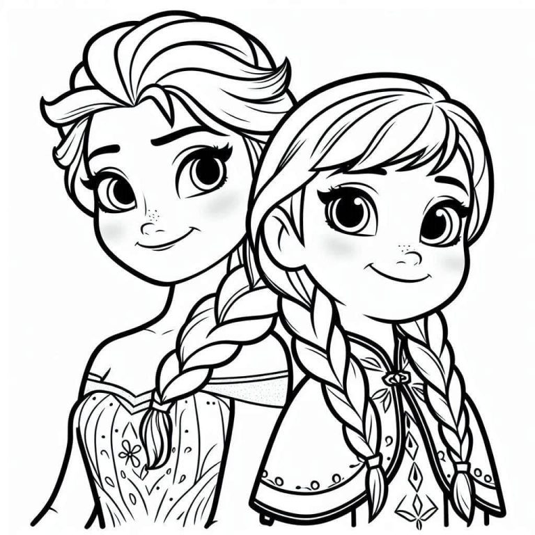 Tô màu Elsa và Anna Cute
