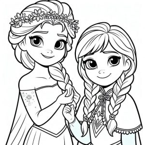 Tô màu Elsa và Anna Cute Dễ Thương