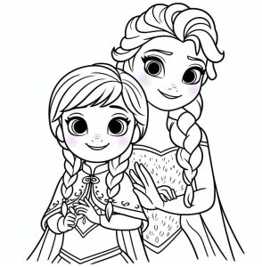Tô màu Elsa và Anna Cute và Đáng Yêu