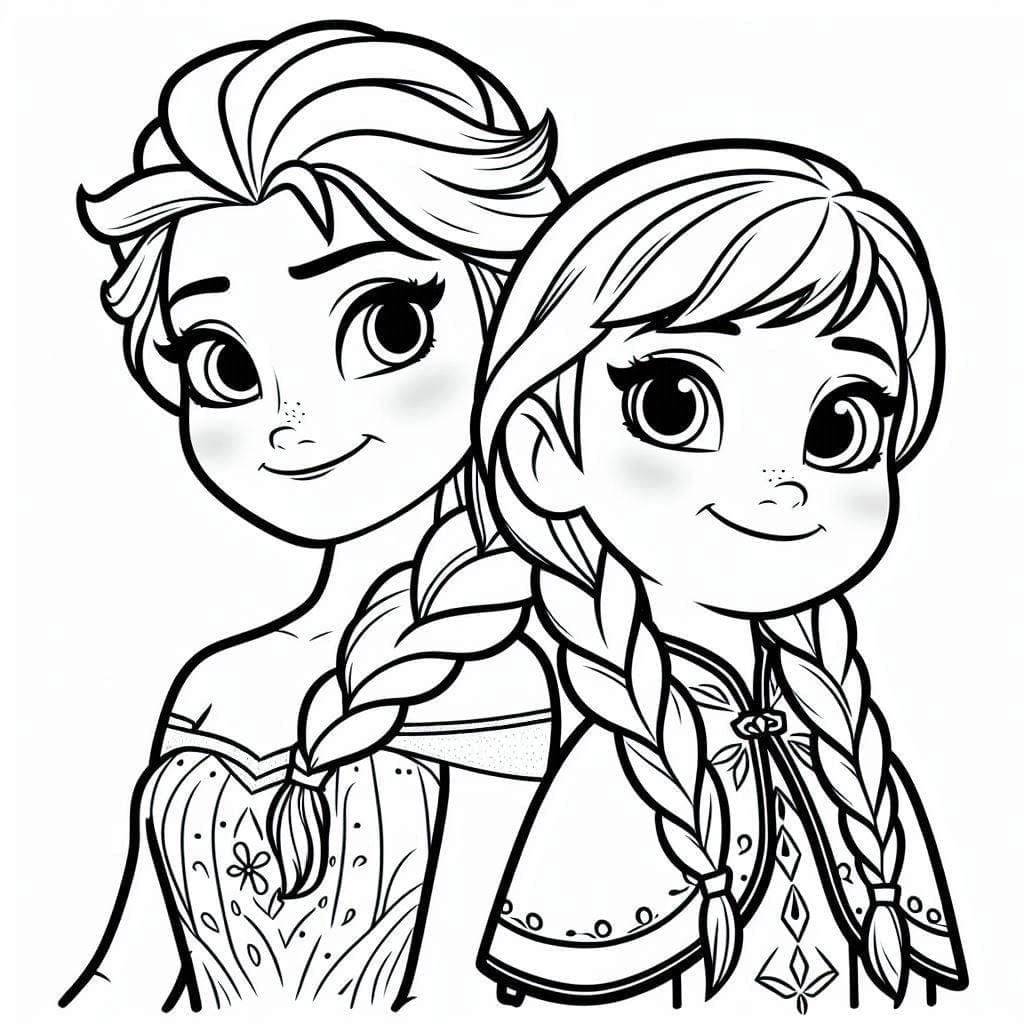 Tô màu Elsa và Anna Cute