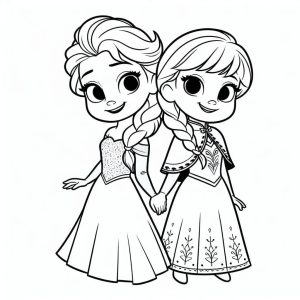 Tô màu Elsa và Anna Đáng Yêu Cute