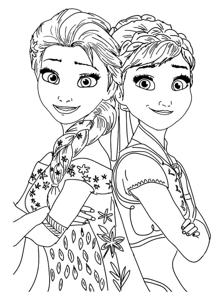 Tô màu Elsa và Anna Xinh