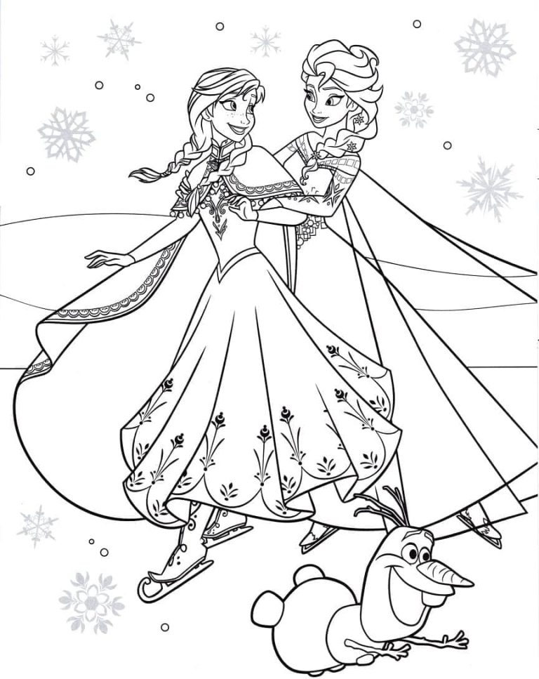 Tô màu Elsa và Anna với Olaf