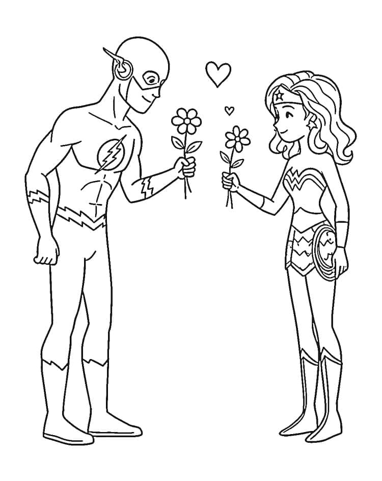 Tô màu Flash và Wonder Woman