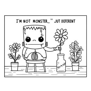 Tô màu Frankenstein Với Bông Hoa