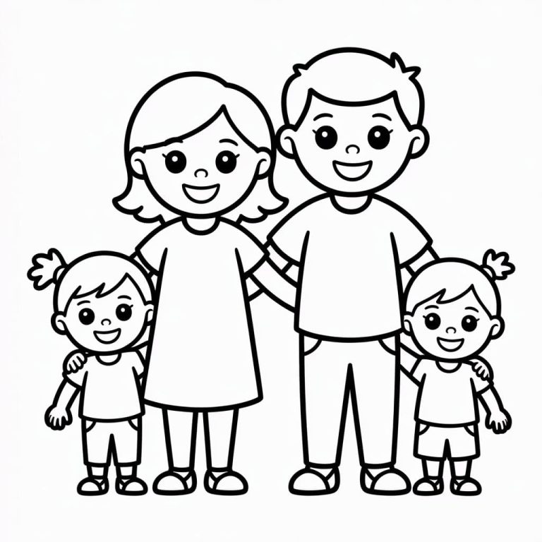 Tô màu Gia Đình Vui Vẻ Hạnh Phúc