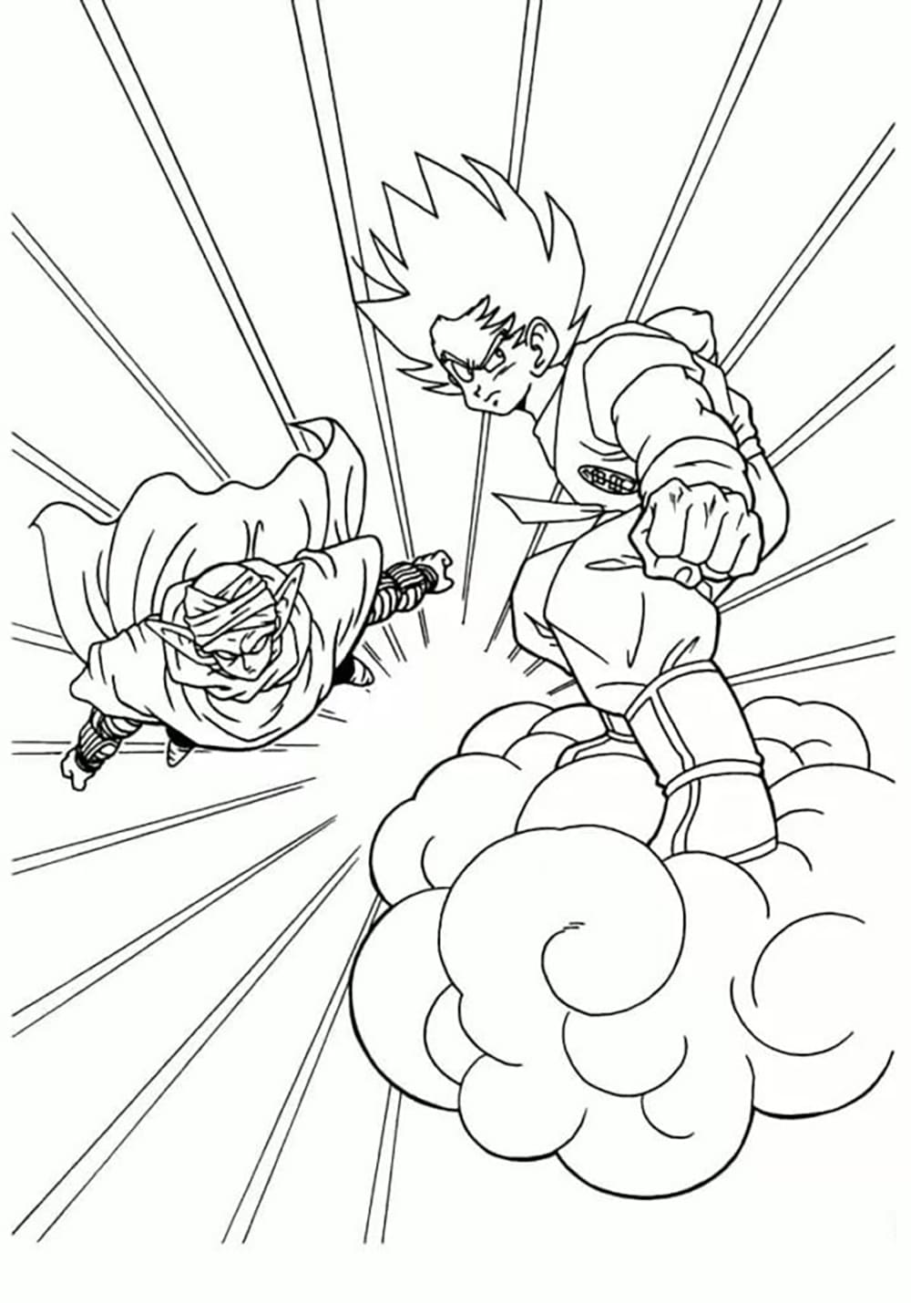 Tô màu Goku Trên Mây