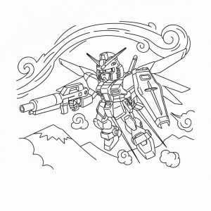Tô màu Gundam Chibi Đang Bay