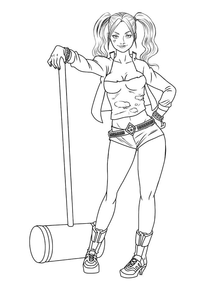 Tô màu Harley Quinn Với Búa