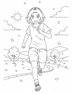Tô màu Haruno Sakura Chạy Bộ
