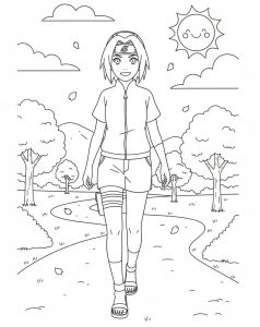 Tô màu Haruno Sakura Đi Bộ